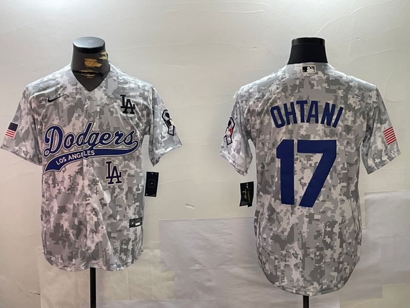 Men Los Angeles Dodgers 17 Ohtani Camo Joint Name 2024 Nike MLB Jersey style 5